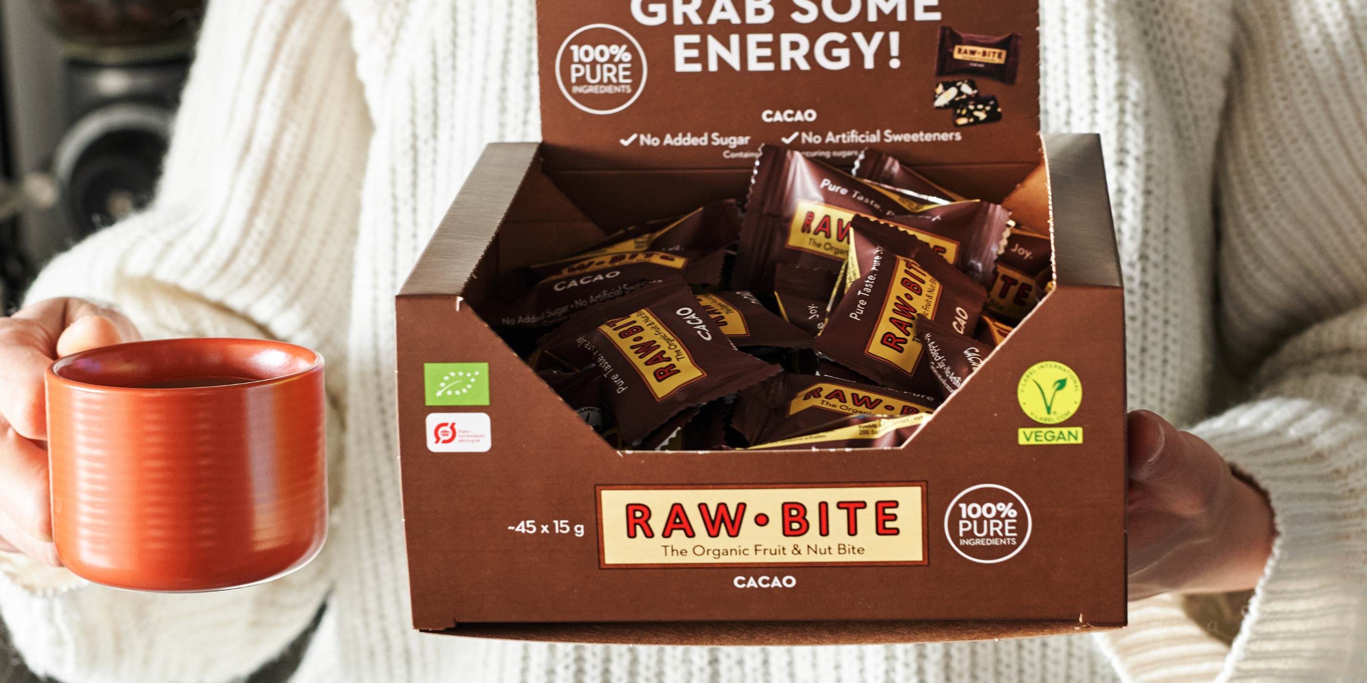 RAWBITE Cacao Office Box met kaffeop